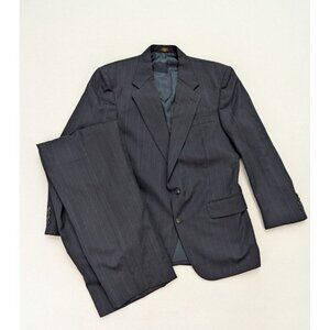 Stafford Men's Suit Size 41R Blue Pinstripe Wool Blend Pants Size 30 x 28.5